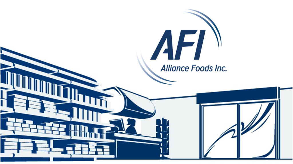 Grocery store with Alliance Foods branding