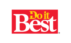 Red logo with yellow text