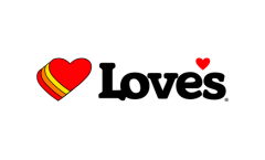 Heart logo with Loves text