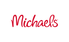 Red logo with the name Michaels