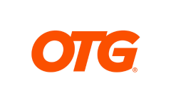 Orange logo with stylized text