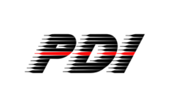Stylized text logo with stripes