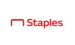 Red Staples logo with text